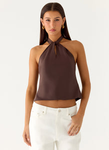 Maddox Scarf Top - Chocolate