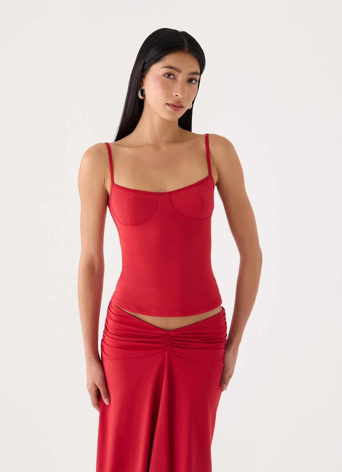 Madelyne Jersey Top - Chilli Red