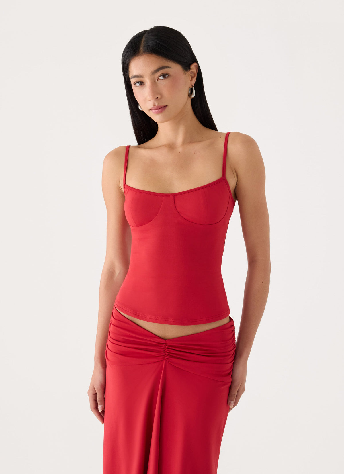 Madelyne Jersey Top - Chilli Red