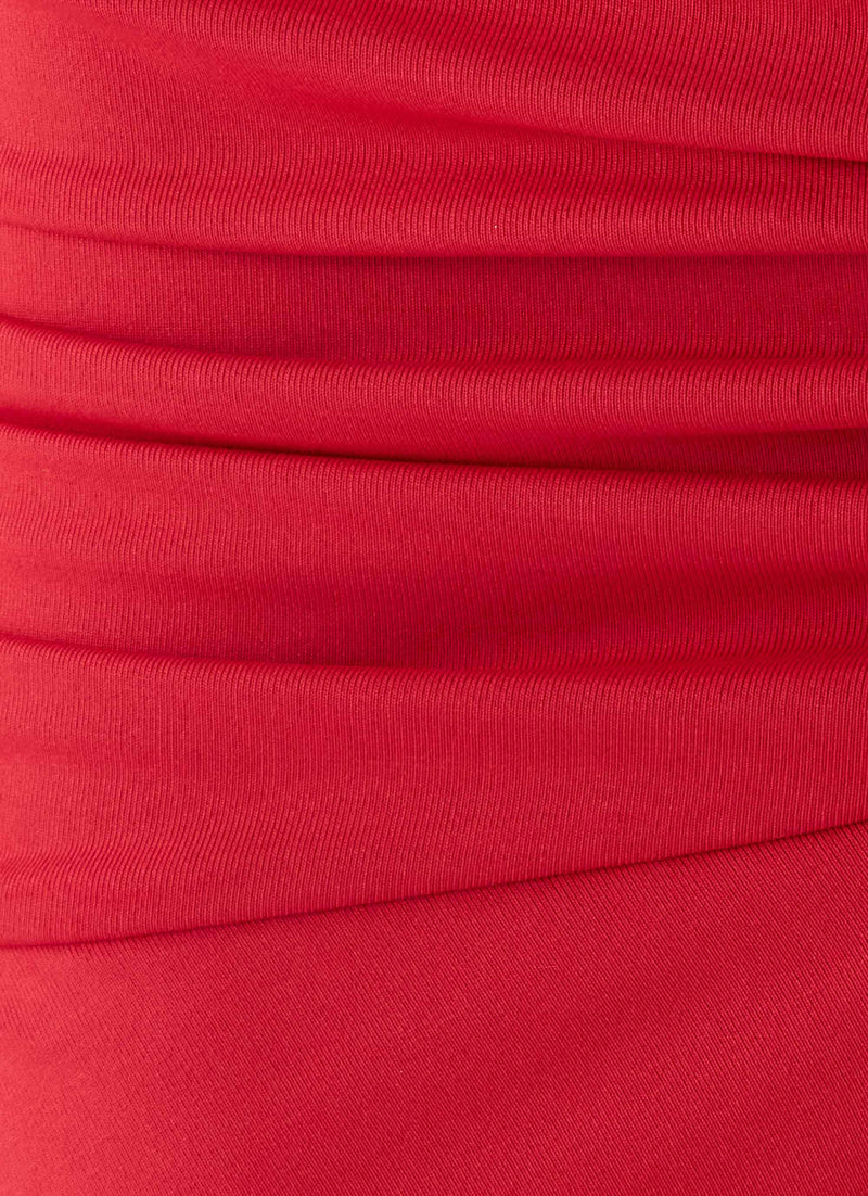 Madelyne Jersey Midi Skirt - Chilli Red