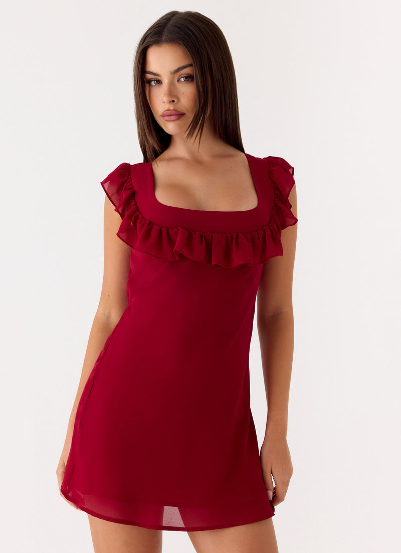 Malina Mini Dress - Deep Red