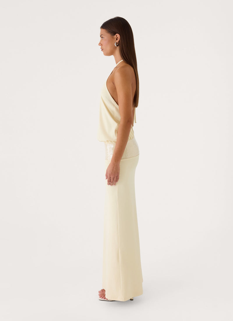 Marcie Halter Maxi Dress - Butter Yellow