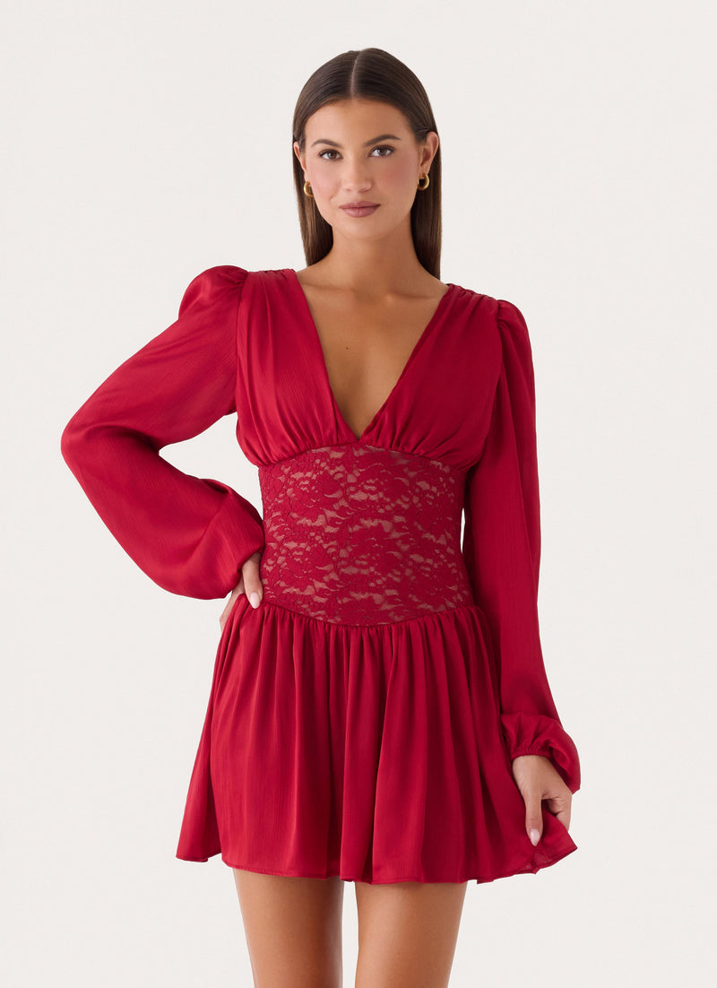 Mariana Lace Mini Dress - Red