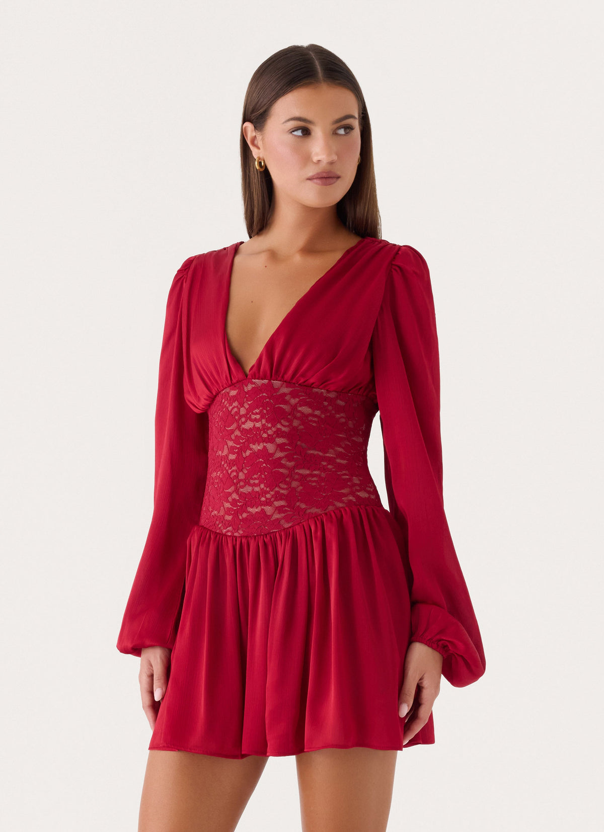 Mariana Lace Mini Dress - Red