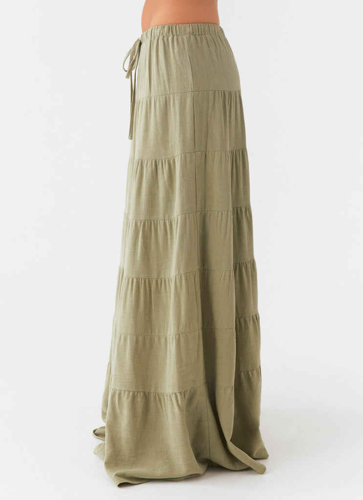 Mariella Linen Maxi Skirt - Sage