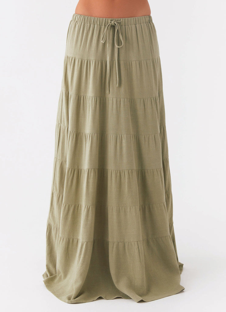 Mariella Linen Maxi Skirt - Sage