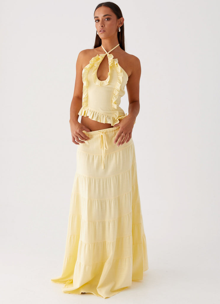 Mariella Linen Maxi Skirt - Yellow