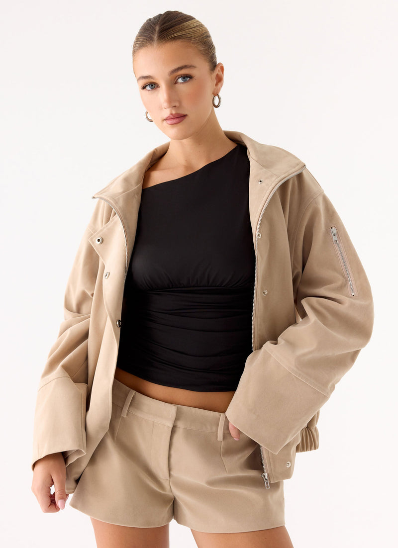 Marlow Faux Suede Jacket - Cream