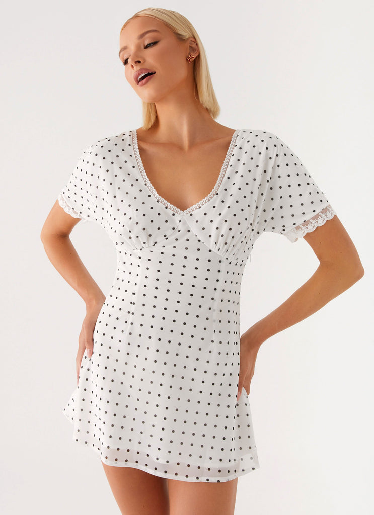 Marlowe Mini Dress - White Polkadot