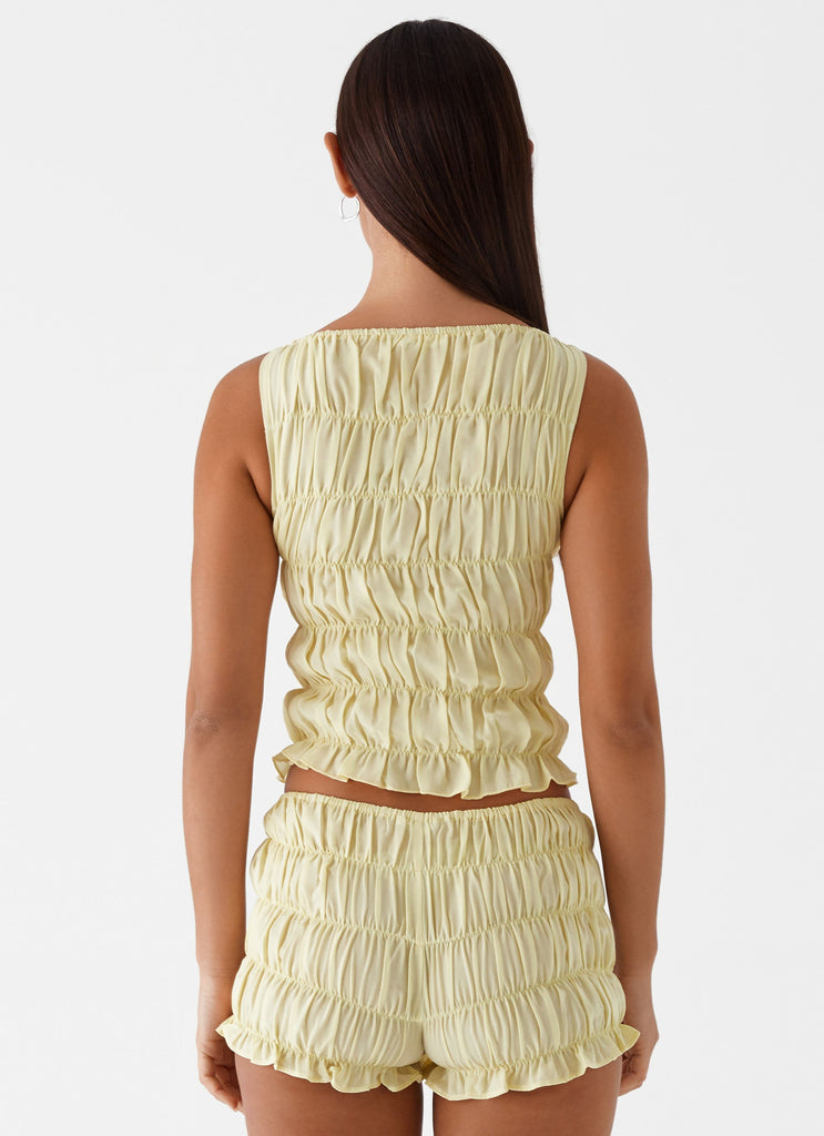 Messina Ruched Tank Top - Yellow