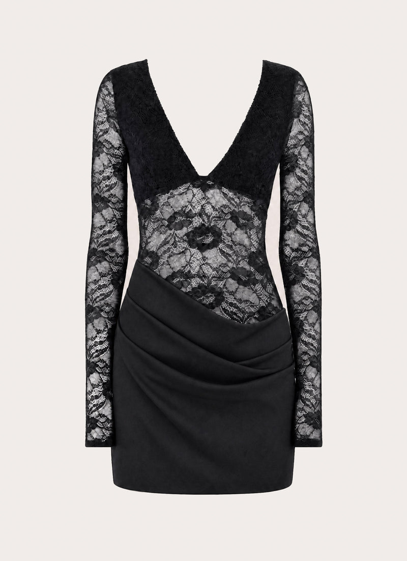 Michayla Lace Mini Dress - Black