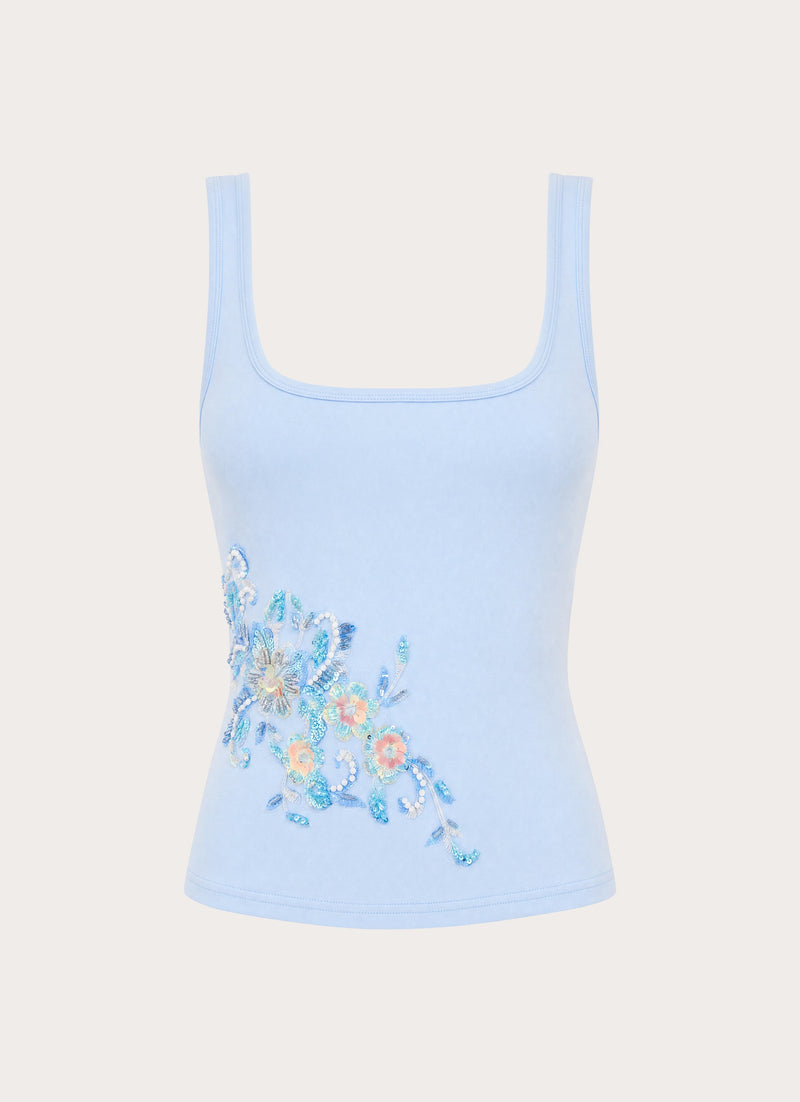 Michele Floral Top - Baby Blue