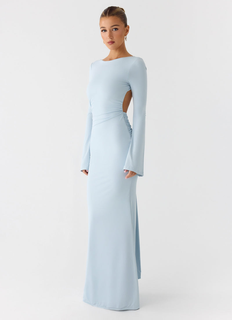 Midnight Song Long Sleeve Maxi Dress - Misty Blue