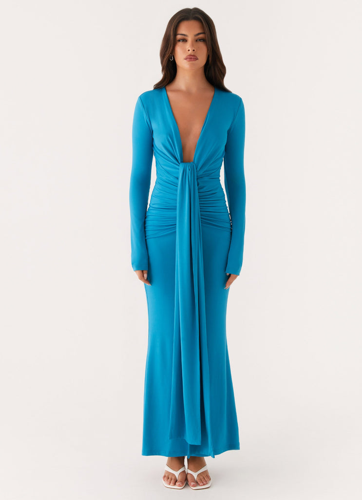 Miesha Long Sleeve Maxi Dress - Blue