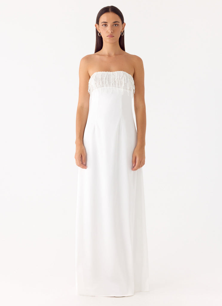 Miftie Beaded Sequin Maxi Dress - White