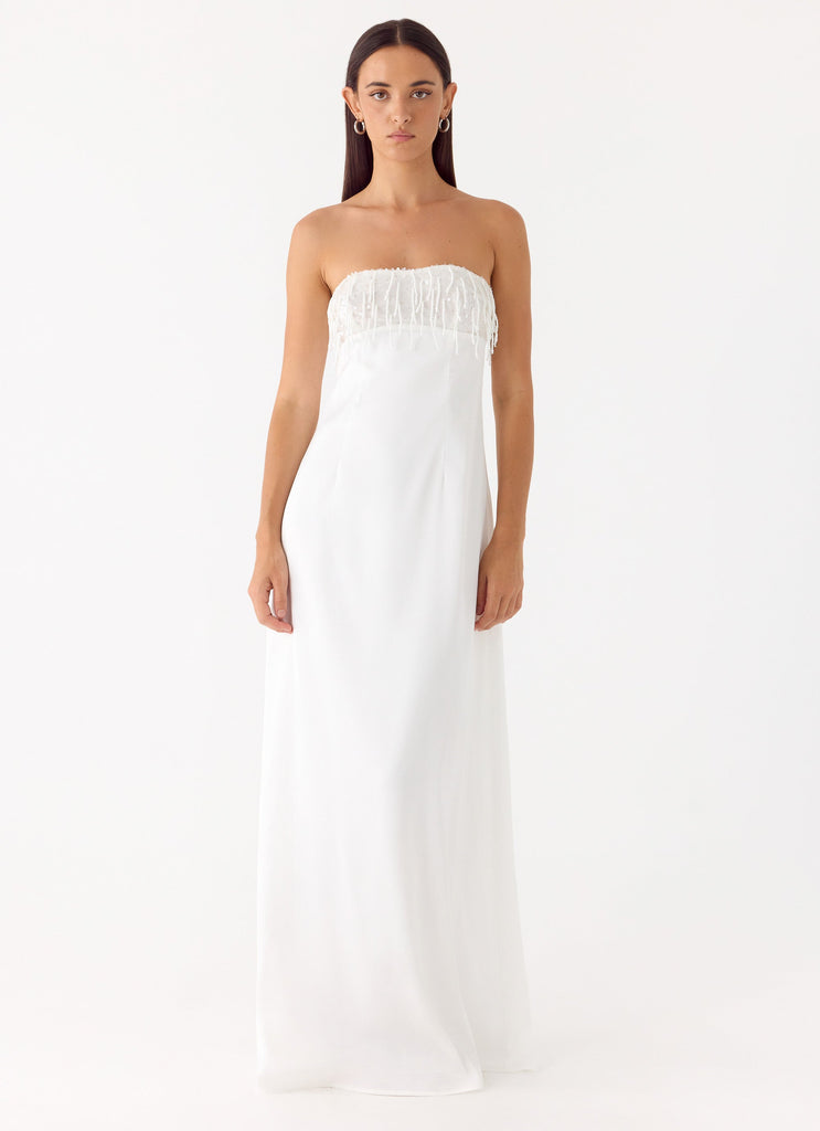 Miftie Beaded Sequin Maxi Dress - White