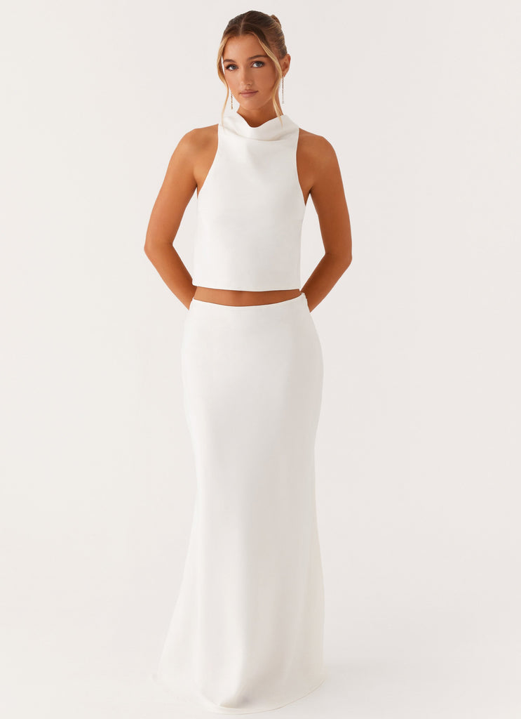 Mina Satin Maxi Skirt - White