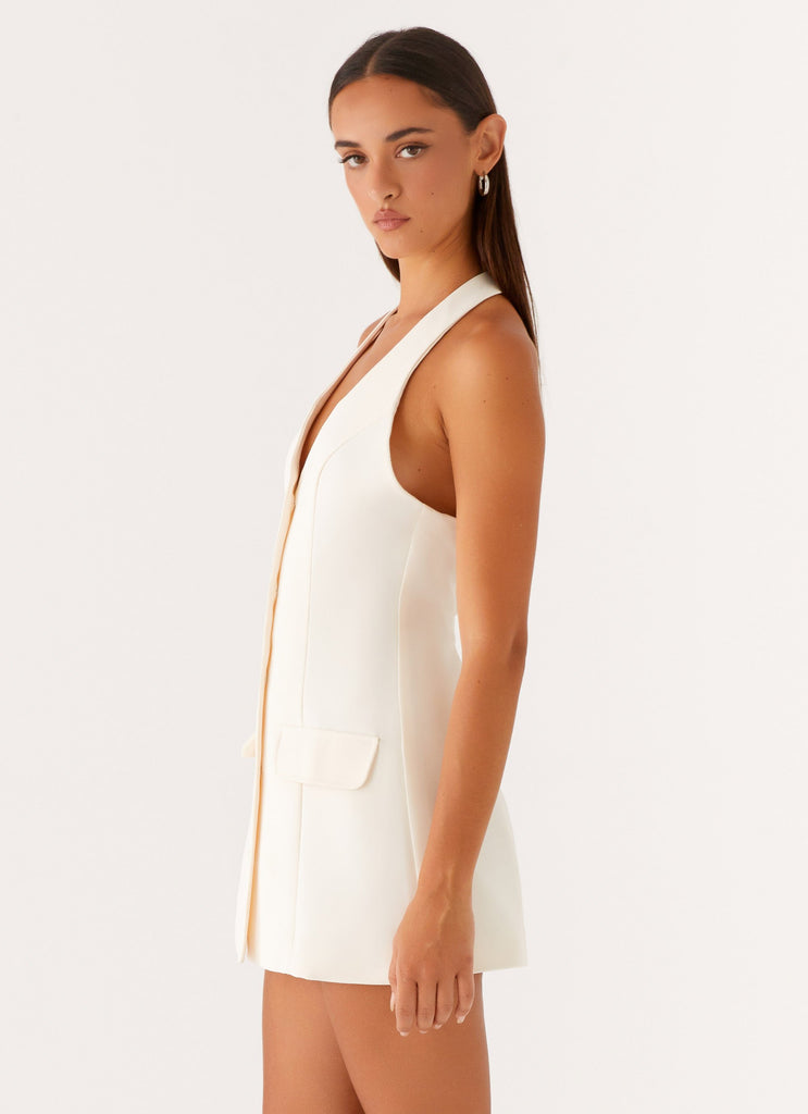 Mira Halter Neck Mini Dress - Ivory