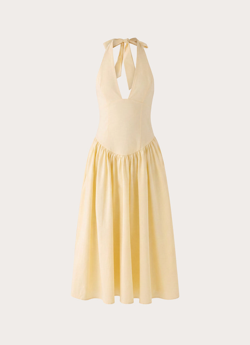 Monique Halter Midi Dress - Yellow