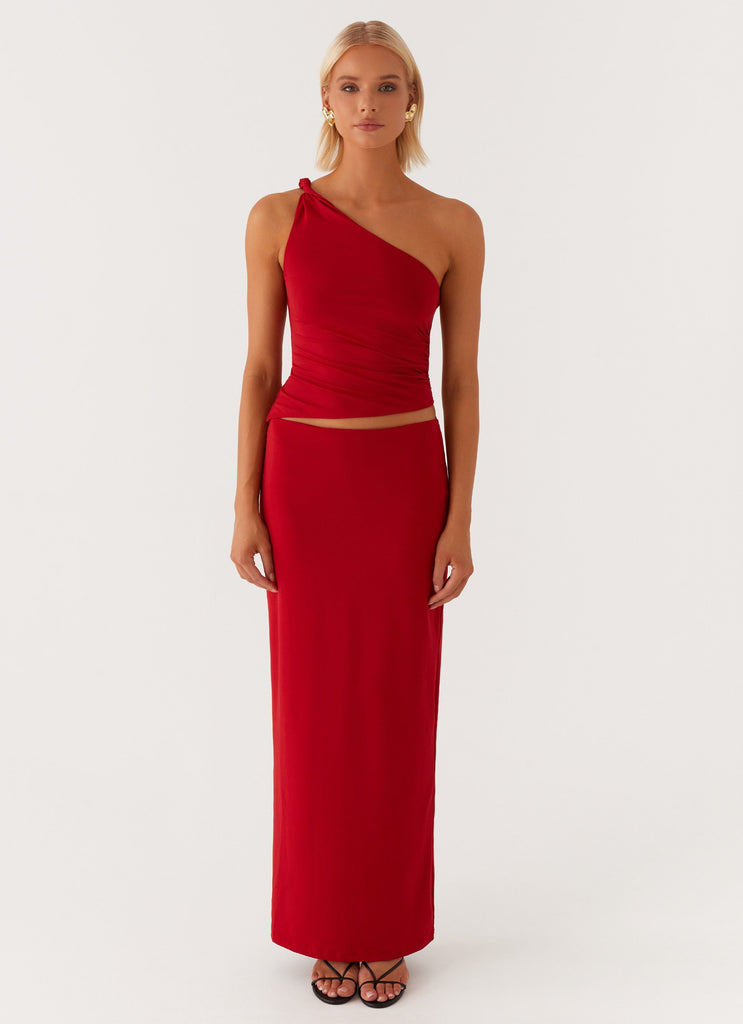 Monty One Shoulder Top - Red