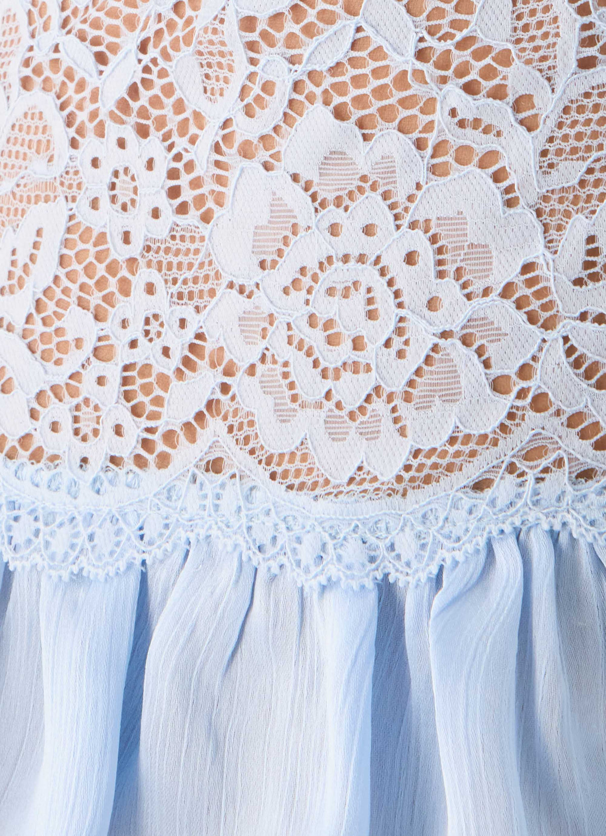Morino Lace Button Up Top - Blue