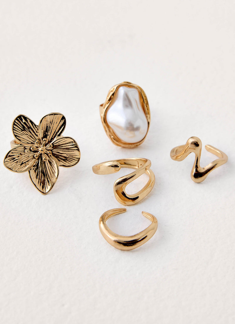 Mykonos Heart Ring Set - Gold