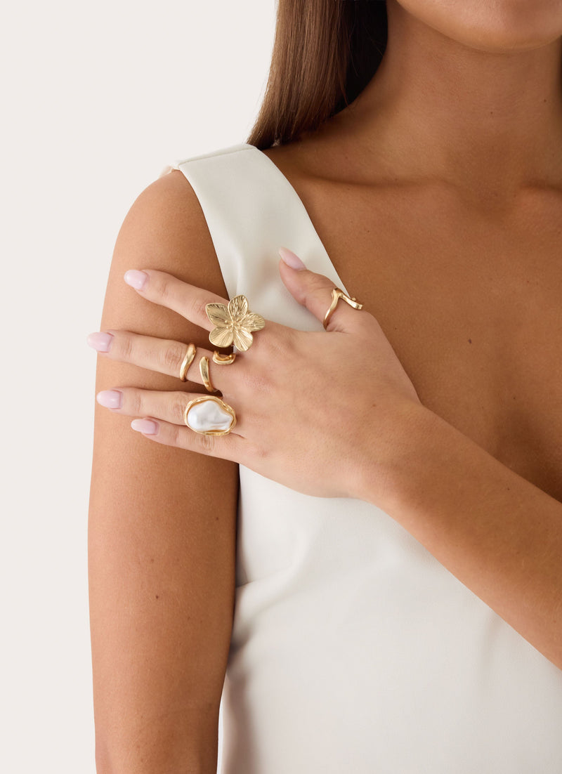 Mykonos Heart Ring Set - Gold