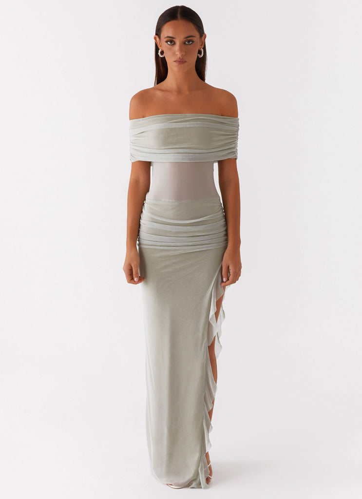 Nelly Off Shoulder Maxi Dress - Pistachio