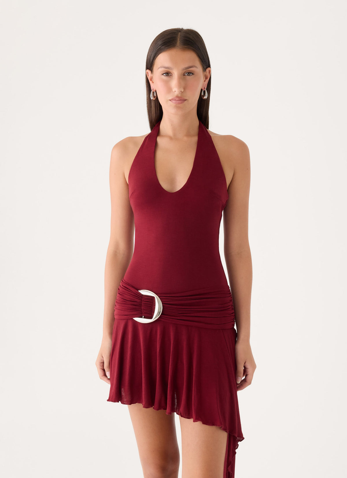 Nilima Halter Mini Dress - Maroon