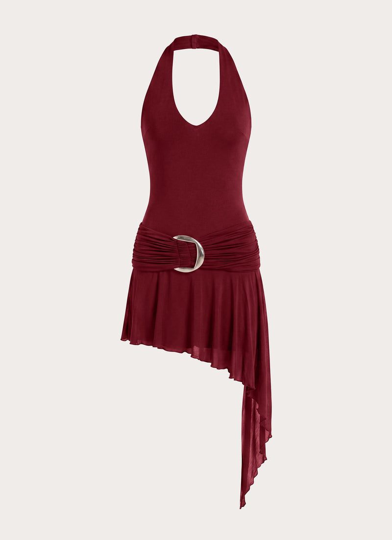 Nilima Halter Mini Dress - Maroon
