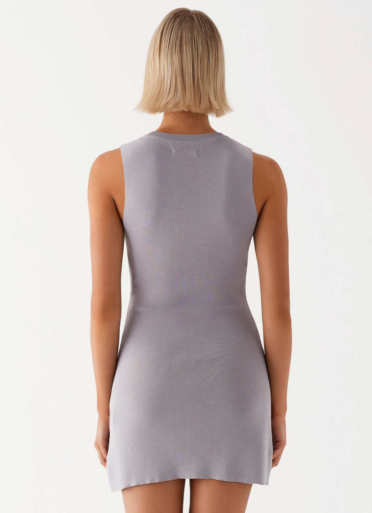 Womens Not One Time Knit Mini Dress in the colour Grey in front of a light grey background