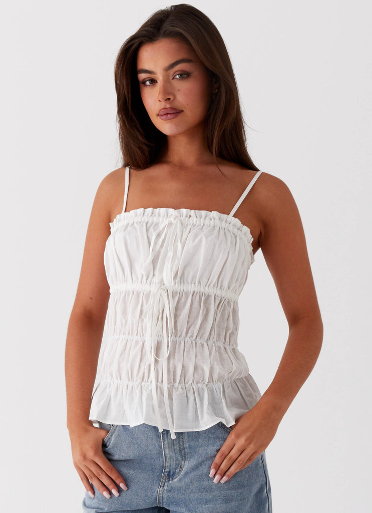 Novelle Ruched Top White