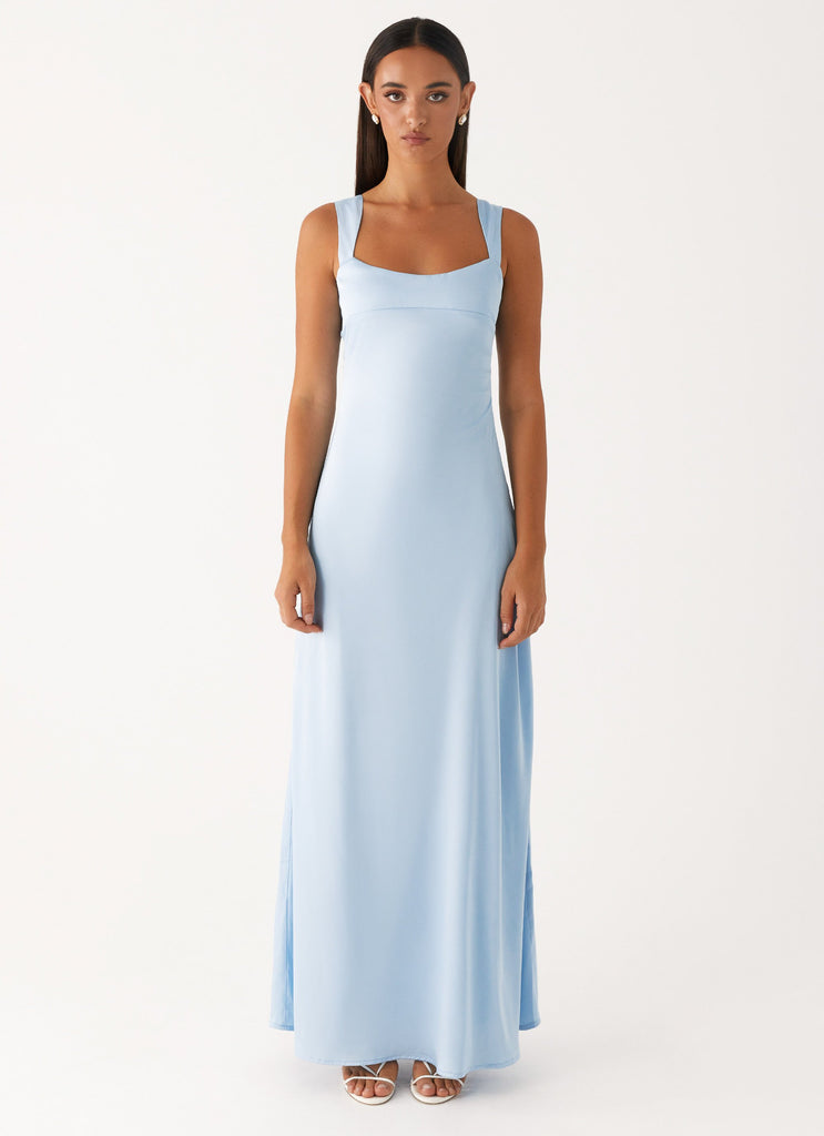 Odette Satin Maxi Dress - Blue