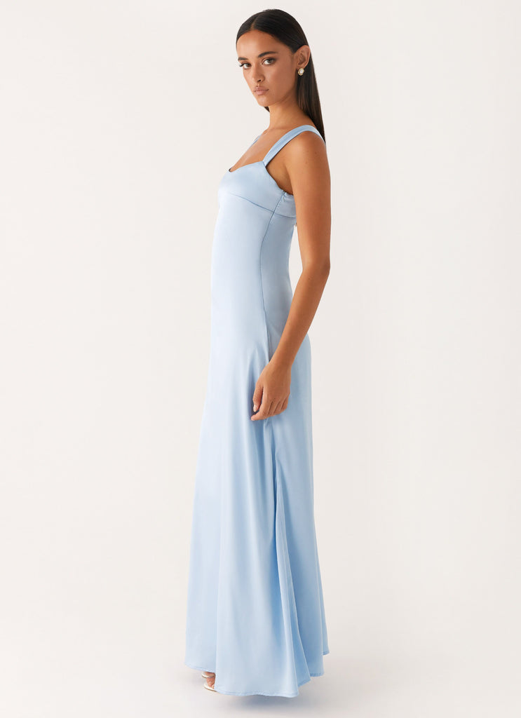 Odette Satin Maxi Dress - Blue