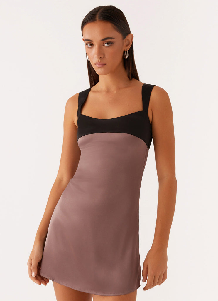 Odette Satin Mini Dress - Steel Me Away