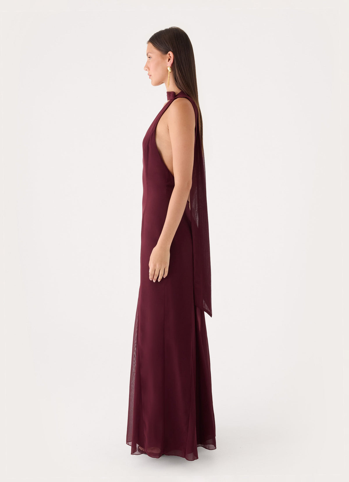 Off Script Scarf Maxi Dress - Burgundy