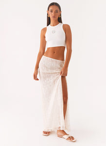 Opal Sequin Maxi Skirt - White