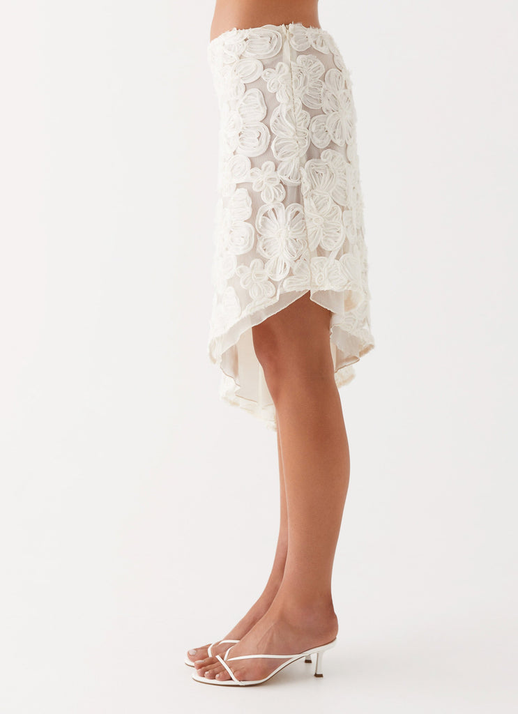 Womens Fiorella Floret Maxi Skirt  in the colour  Ivory in front of a light grey background