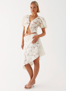 Womens Fiorella Floret Maxi Skirt  in the colour  Ivory in front of a light grey background