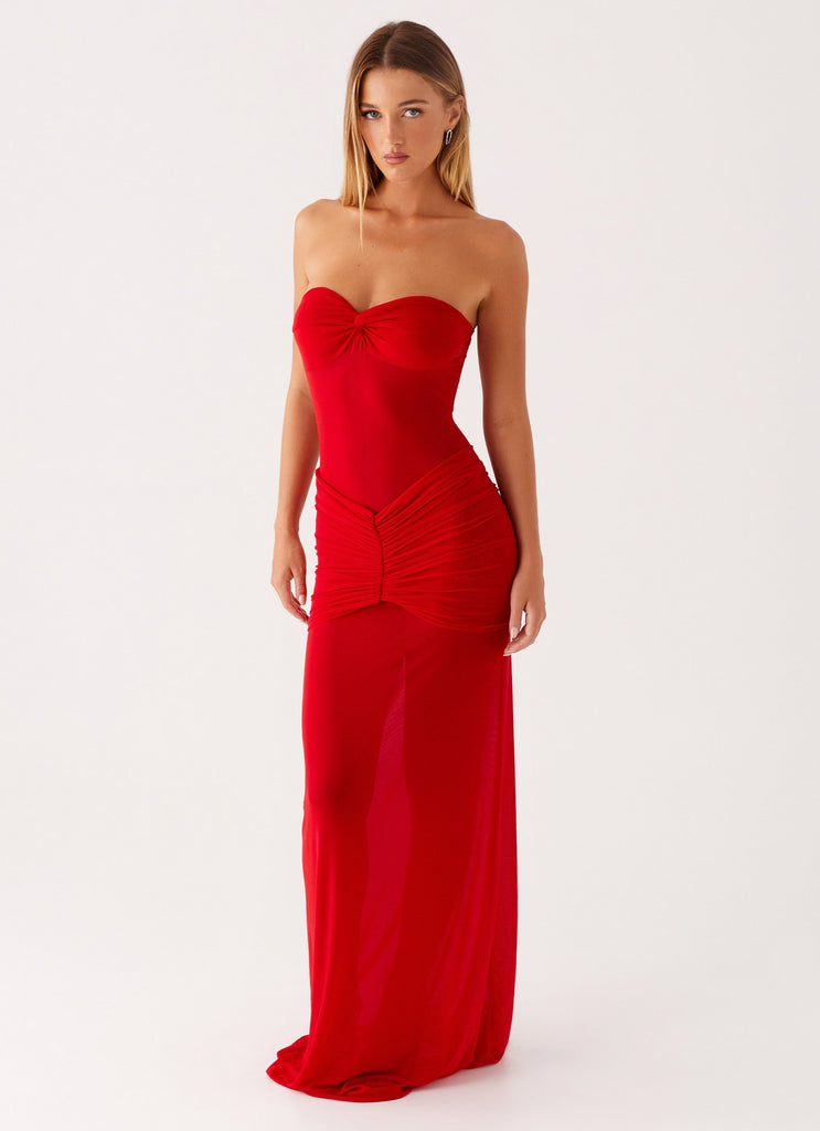 Ottilie Mesh Maxi Dress - Red