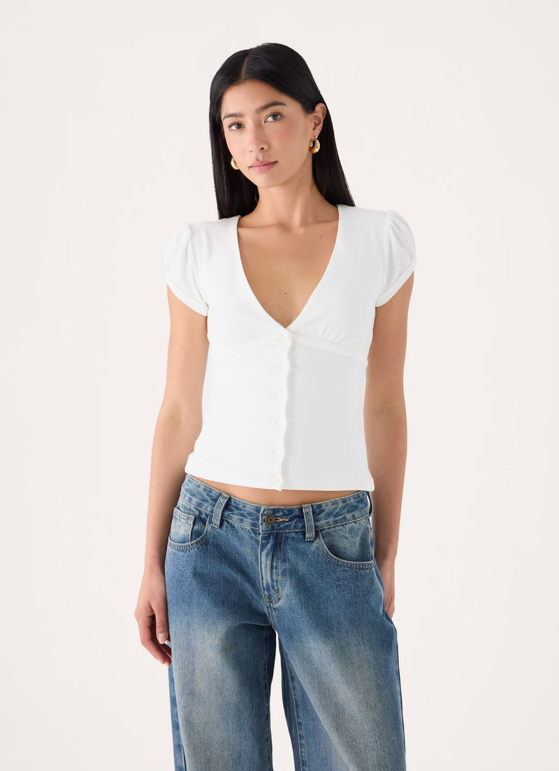 Panasi Button Up Top - White