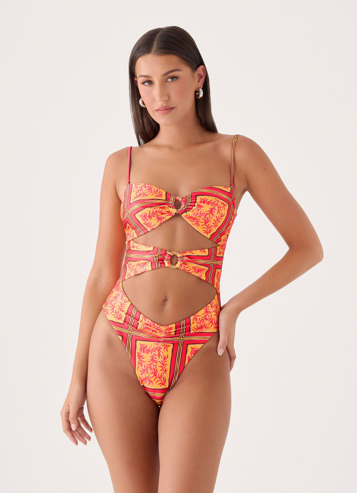 Papaya Coast One Piece Swimsuit - Saffron Palm Print