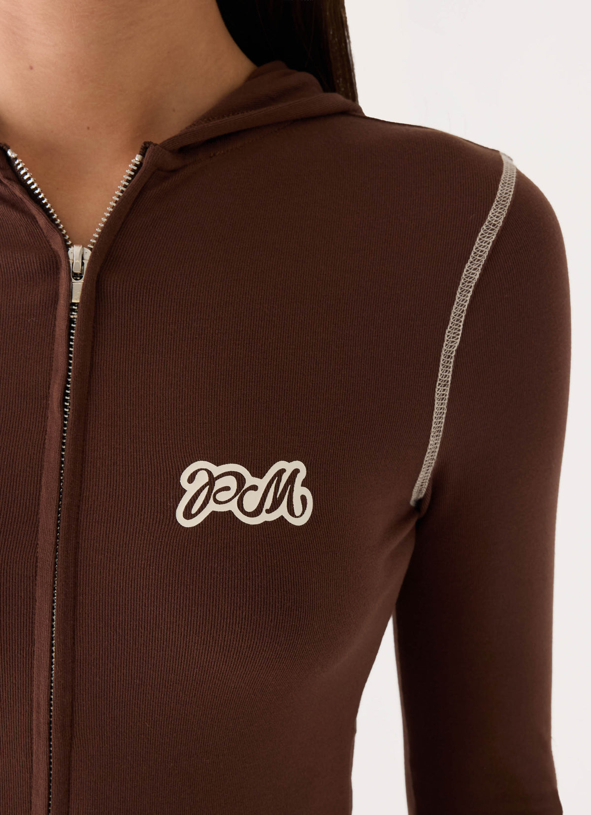 Paris Zip Up Hoodie - Chocolate