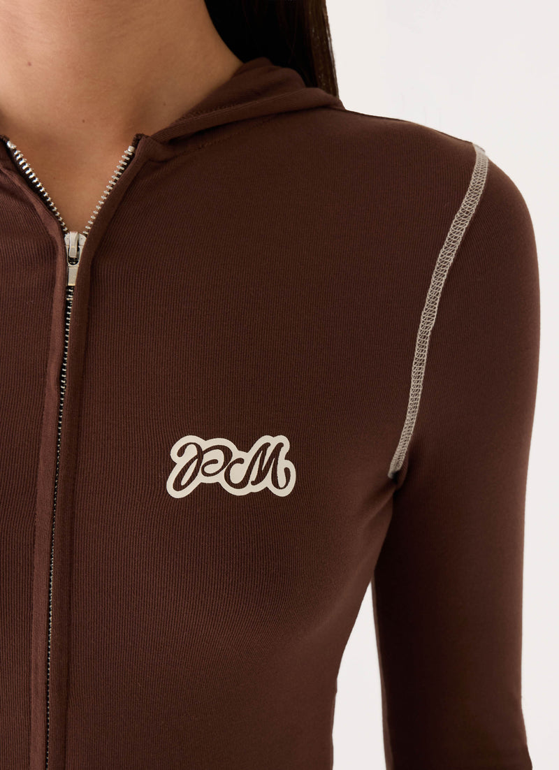Paris Zip Up Hoodie - Chocolate