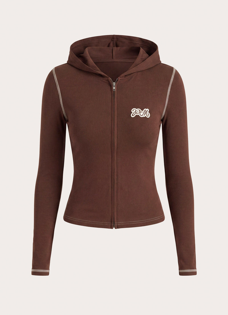 Paris Zip Up Hoodie - Chocolate