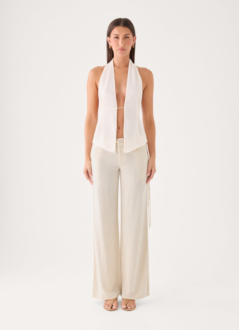 Pearl Coast Linen Pant - Ivory
