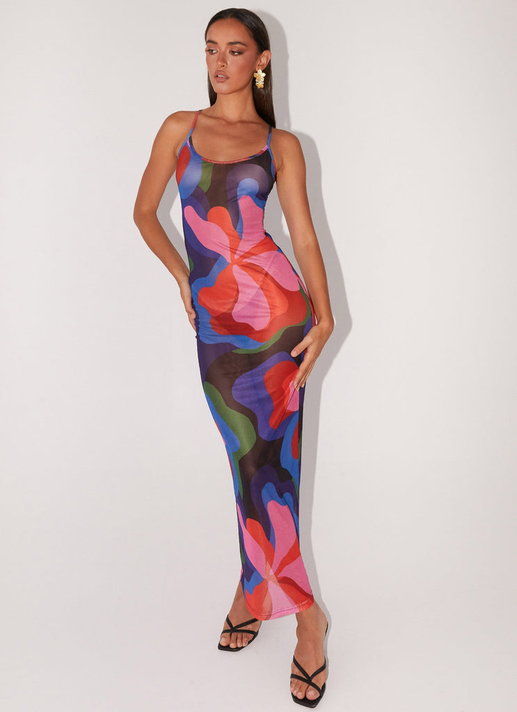 Womens Love On The Run Maxi Dress in the colour Floral Fantasy in front of a light grey background