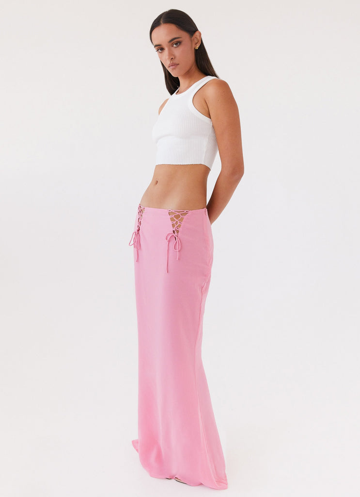 Womens Chella Tie Up Skirt in the colour Pink in front of a light grey background