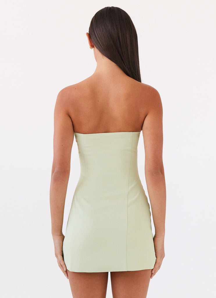 Womens Ayanna Strapless Mini Dress in the colour Green Zest in front of a light grey background