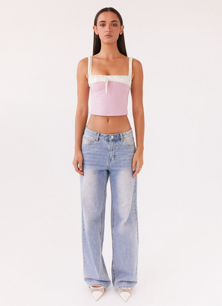 Womens Ryder Bustier Top in the colour Pink in front of a light grey background